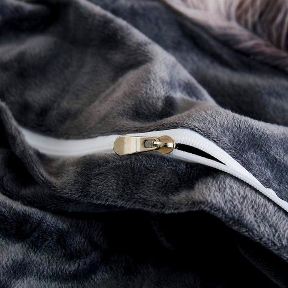 Charcoal Queen Faux Fur Comfy Plush Shaggy Duvet Cover Set Luxury Velvet w … - Picture 5 of 6